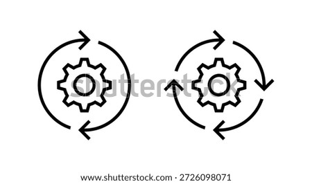 Gear reload icon. System update, process cycle, and settings circular arrow symbol