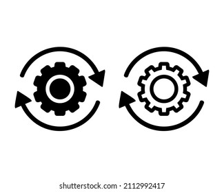 Gear with reload, refresh icon. Workflow , processing design concept. Vector illustration