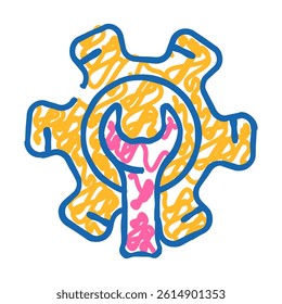 gear repair process doodle icon sketch vector. gear repair process sign. isolated symbol illustration
