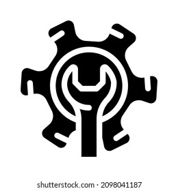 gear repair process glyph icon vector. gear repair process sign. isolated contour symbol black illustration