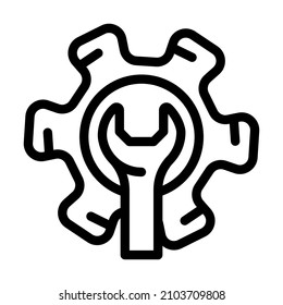 gear repair process line icon vector. gear repair process sign. isolated contour symbol black illustration