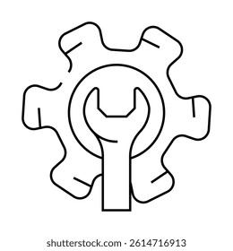 gear repair process line icon vector. gear repair process sign. isolated contour symbol black illustration