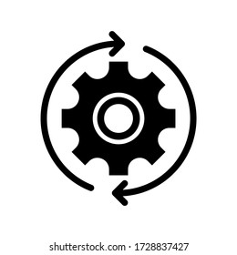 Icono de vector redondo de reparación de engranajes, símbolo de concepto de máquina del taller de configuración.