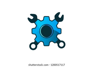 gear and repair tool logo Designs Inspiration Isolated on White Background