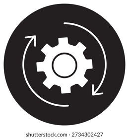 Gear with Reprocessing Sign icon, Recycling Process Gear, Sustainable Industry Symbol, Circular Process Icon, Eco-Friendly Technology Gear, vector