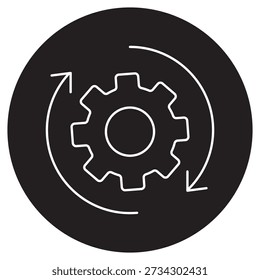 Gear with Reprocessing Sign icon, Recycling Process Gear, Sustainable Industry Symbol, Circular Process Icon, Eco-Friendly Technology Gear, vector