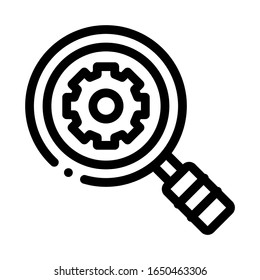 Gear Research Icon Vector. Outline Gear Research Sign. Isolated Contour Symbol Illustration
