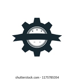 gear and ribbon logo template