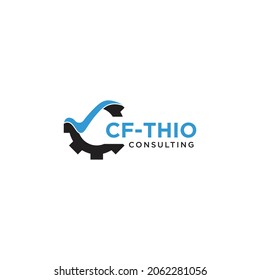 Gear with right mark logo design for consulting business easy to edit and customize vector file