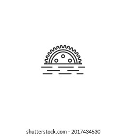 gear and river logo design vector illustration