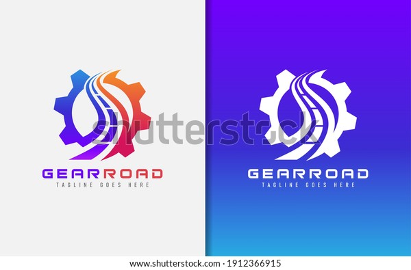 Gear Road Logo Design.\
Abstract Colorful Gear Combined With Road Symbol Design. Vector\
Logo Illustration.