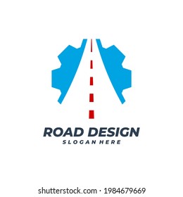 Plantilla vectorial del logotipo de Gear Road, conceptos de diseño del logotipo de Creative Road