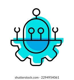 engranaje con la ilustración del vector de contorno de la industria de la máquina de robots