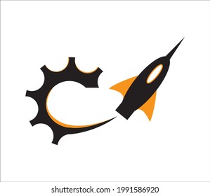 gear and rocket logo design