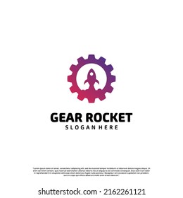 gear rocket logo design, gear with rocket logo concept modern