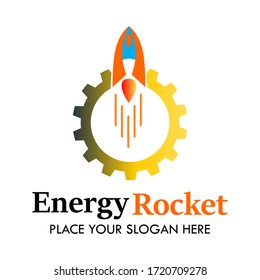 Gear rocket logo design template illsutration. there are gear and rocket. this is good for technology, science, education etc
