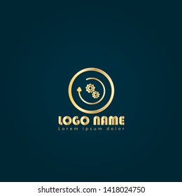 gear rotate gold logo concept. Designed for your web site design, logo, app, UI. gear rotate gold initial logo design. corporate identity logo. can be used for business company.