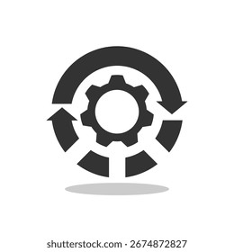 Gear rotate icon with shadow