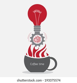 Gear rotating Stimulate thinking on the coffee cup.