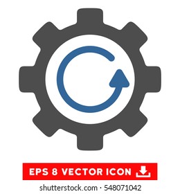 Gear Rotation Direction EPS vector pictograph. Illustration style is flat iconic bicolor cobalt and gray symbol on white background.