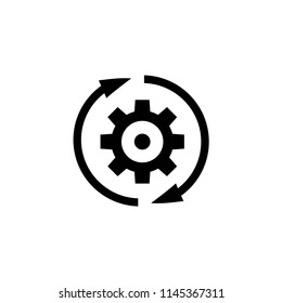 Gear Rotation Direction. Flat Vector Icon illustration. Simple black symbol on white background. Gear Rotation Direction sign design template for web and mobile UI element