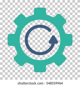 Gear Rotation Direction icon. Vector pictogram style is a flat bicolor symbol, cobalt and cyan colors, chess transparent background. Designed for software and web interface toolbars and menus.