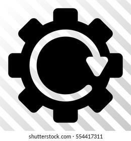 Gear Rotation Direction vector icon. Illustration style is flat iconic black symbol on a hatch transparent background.