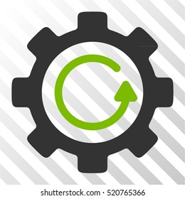 Gear Rotation Direction vector pictogram. Illustration style is flat iconic bicolor eco green and gray symbol on a hatch transparent background.