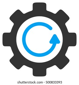 Gear Rotation Direction vector pictograph. Style is flat graphic bicolor symbol, blue and gray colors, white background.