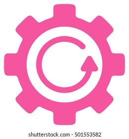Gear Rotation Direction vector pictograph. Style is flat graphic symbol, pink color, white background.