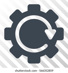 Gear Rotation Direction vector pictograph. Illustration style is flat iconic smooth blue symbol on a hatched transparent background.
