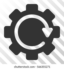 Gear Rotation Direction vector pictograph. Illustration style is flat iconic gray symbol on a hatched transparent background.