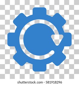 Gear Rotation Direction vector pictograph. Illustration style is a flat iconic cobalt symbol on a transparent background.