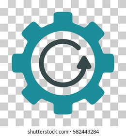 Gear Rotation Direction vector pictograph. Illustration style is a flat iconic bicolor soft blue symbol on a transparent background.