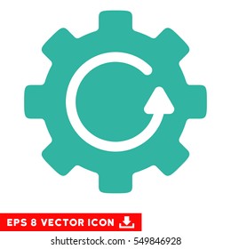 Gear Rotation EPS vector pictograph. Illustration style is flat iconic cyan symbol on white background.