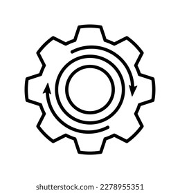 Gear Rotation, Updating System Outline Icon Vector Illustration