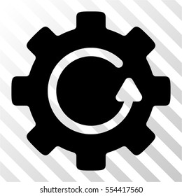 Gear Rotation vector icon. Illustration style is flat iconic black symbol on a hatch transparent background.