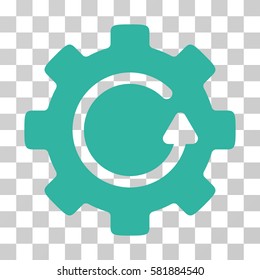 Gear Rotation vector icon. Illustration style is a flat iconic cyan symbol on a transparent background.