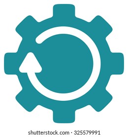 Gear Rotation vector icon. Style is flat symbol, soft blue color, rounded angles, white background.