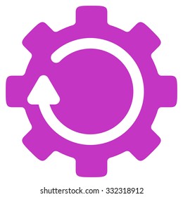 Gear Rotation vector icon. Style is flat symbol, violet color, rounded angles, white background.