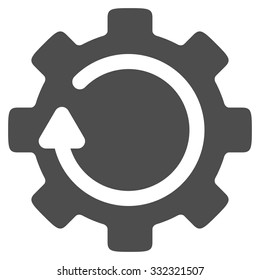 Gear Rotation vector icon. Style is flat symbol, gray color, rounded angles, white background.