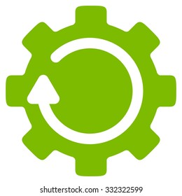 Gear Rotation vector icon. Style is flat symbol, eco green color, rounded angles, white background.