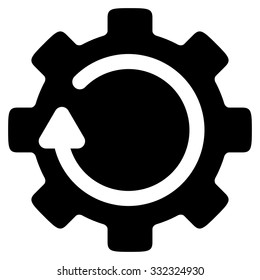 Gear Rotation vector icon. Style is flat symbol, black color, rounded angles, white background.
