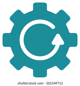 Gear Rotation vector pictogram. Style is flat graphic symbol, soft blue color, white background.