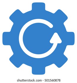 Gear Rotation vector pictograph. Style is flat graphic symbol, cobalt color, white background.
