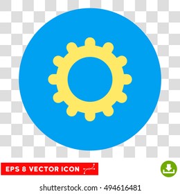Gear round icon. Vector EPS illustration style is flat iconic bicolor symbol, yellow and blue colors, transparent background.