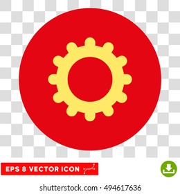 Gear round icon. Vector EPS illustration style is flat iconic bicolor symbol, yellow and intensive red colors, transparent background.