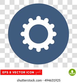 Gear round icon. Vector EPS illustration style is flat iconic bicolor symbol, white and cobalt colors, transparent background.