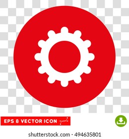 Gear round icon. Vector EPS illustration style is flat iconic bicolor symbol, white and intensive red colors, transparent background.