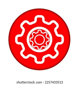 gear with round logo type on white